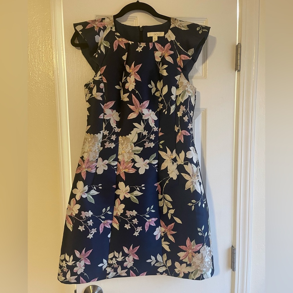 1901 Navy and Pink Floral Kids Dress